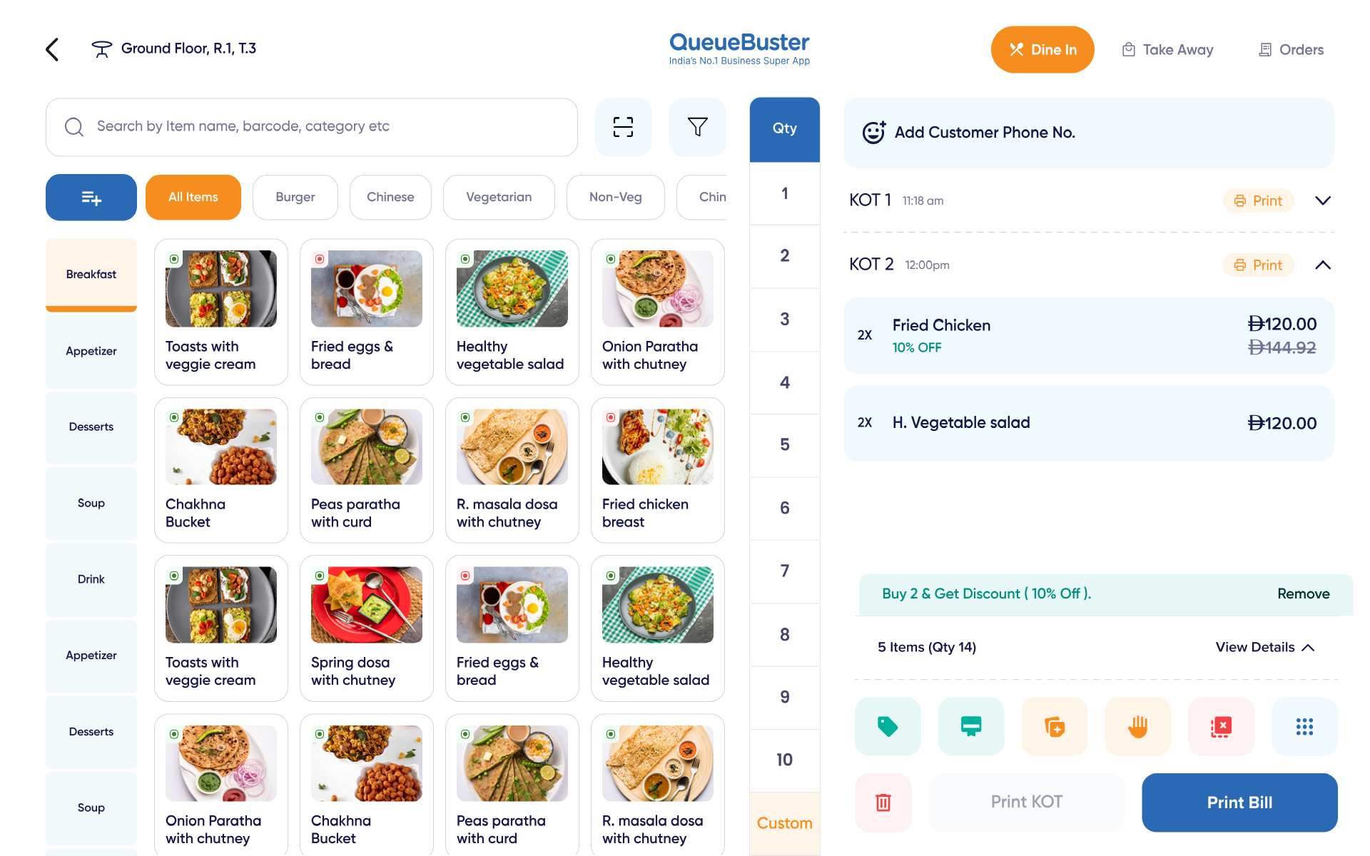 QueueBuster restaurant sales analytics dashboard